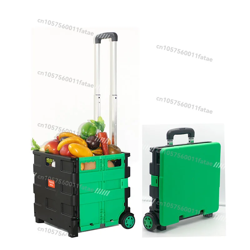 Luggage Cart Hand-pulled Folding Portable Trolley, Camper Van Supermarket Grocery Shopping Storage Tie Rod