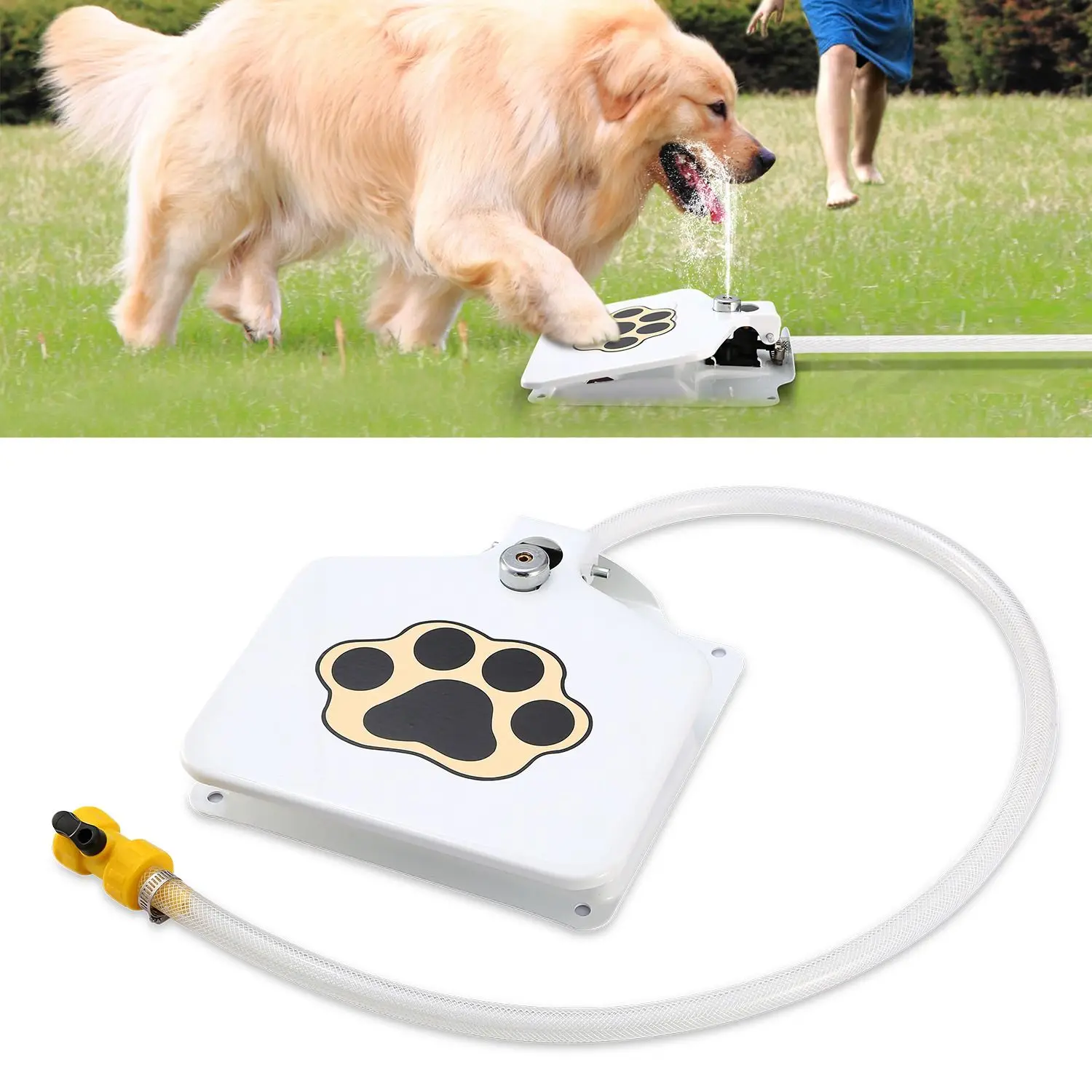 

Dog Water Fountain Outdoor Dog Pet Water Dispenser Step-on Activated Sprinkler