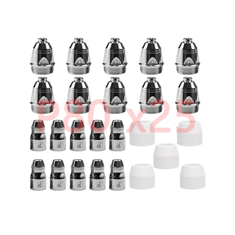 100pcs P80 Plasma Cutter Electrode Shield Nozzle 1.1mm/1.3mm/1.5mm/1.7mm For Air Plasma Cutting Torch