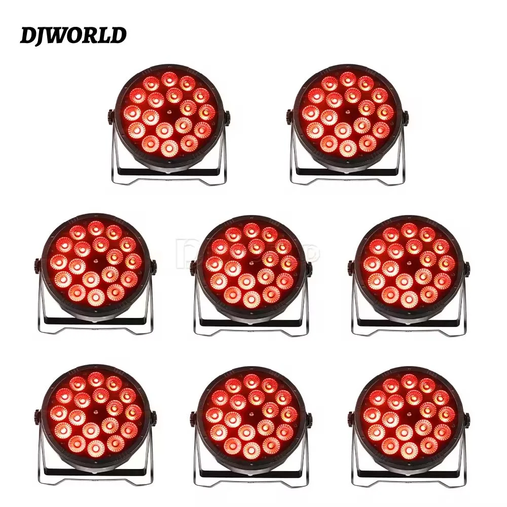 8PCS/SET 18x18w Led RGBWA UV 6in1 Stage Lights Par Light Flat Plastic Lighting Professional DMX for DJ DISCO Wedding Perfomance