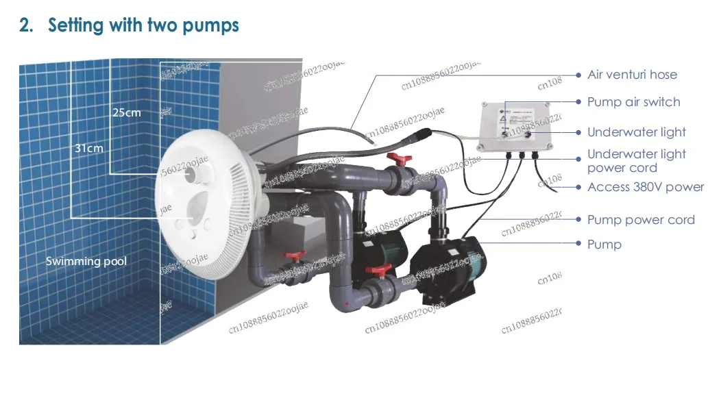 

Reverse flow swimming pool jet swimming training machine