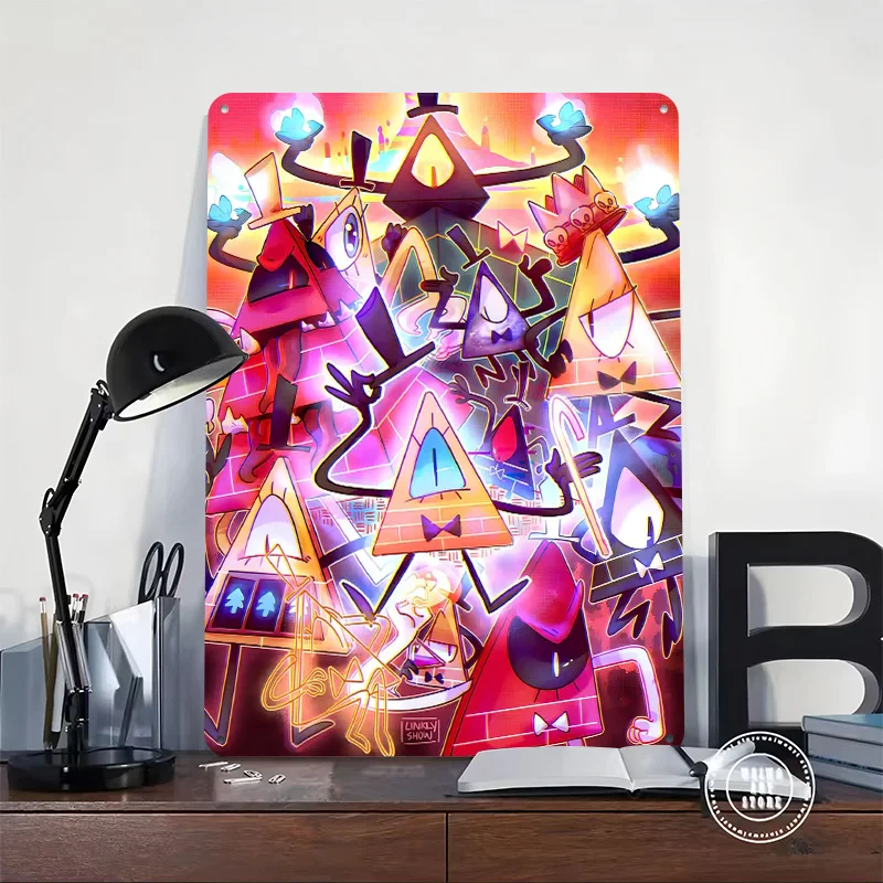 Bill Cipher Multiverse 3D Texture Printed Poster Custom Vintage Metal Tin Plate Sign for Wall Art Wand Deko Garage Accessories