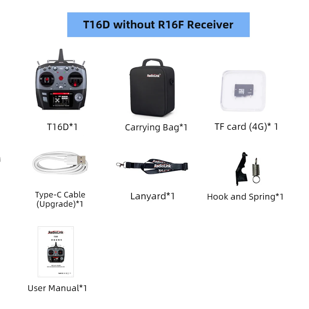 Radiolink T16D 16-Kanal 2,4G RC-Sender und R16F Empfänger mit ELRS-Modul-Unterstützung, RC-Fernsteuerung für FPV-Drohne Flugzeug Hubschrauber 7