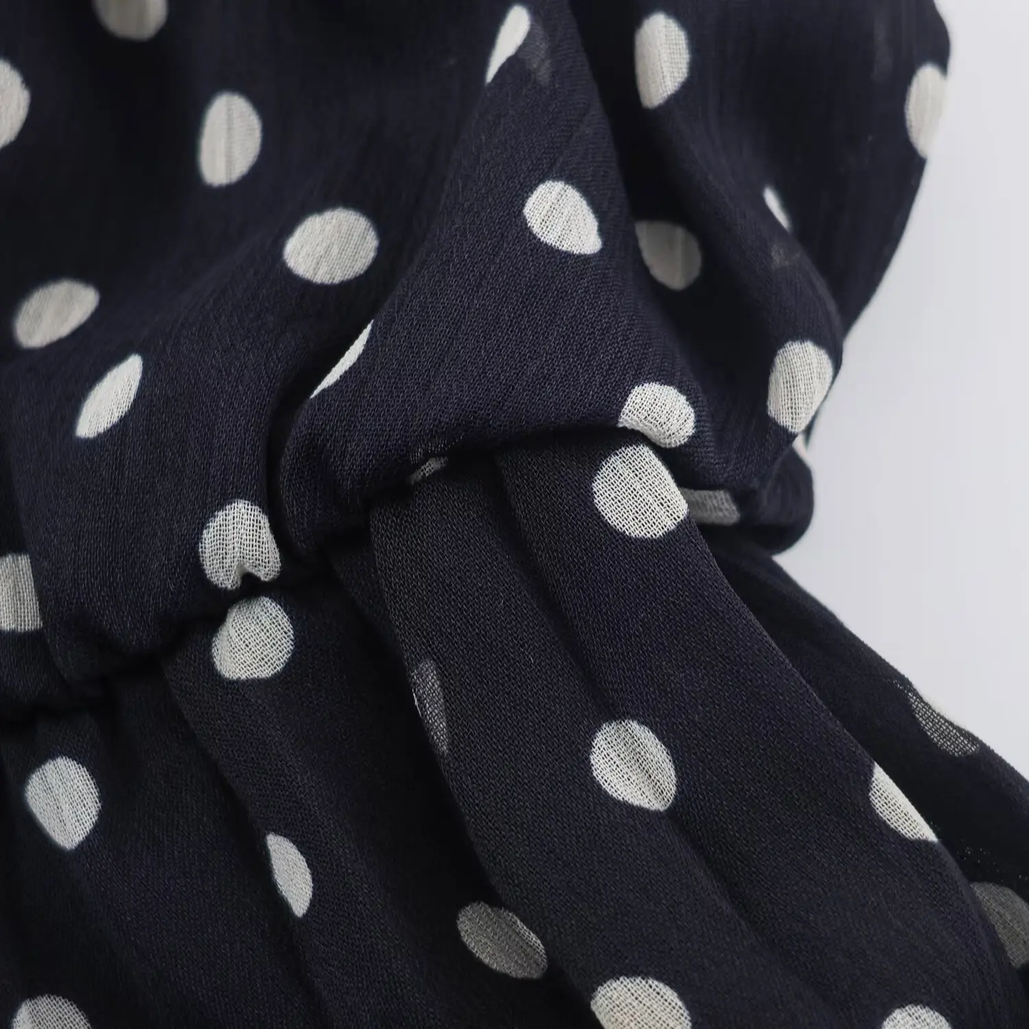 BSAY 2026 Vintage Elegantes Damen Polka Dot Halter-Midikleid mit Metallverzierung, geraffter Taille, plissiert, ärmellos, A-Linie, langes Kleid – Detail 8