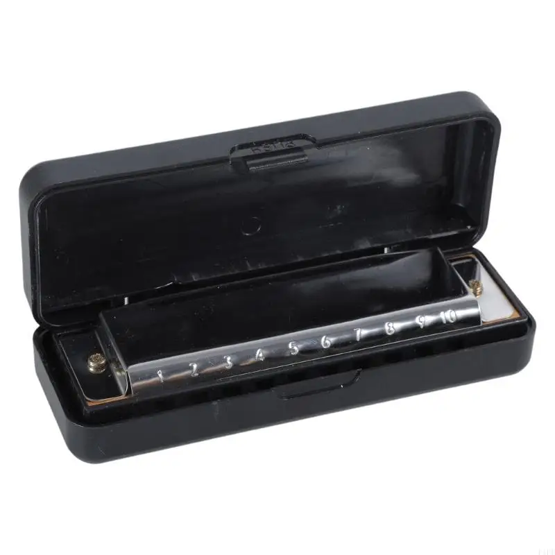 

F1FD New Harmonica 10 Hole for Key of C for Blues Rock Folk Harmonicas Silv