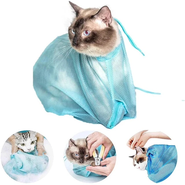 Cat Bath Bag Mesh Beauty Cat Wash Bag Adjustable Pet Cat Bath Cleaning Bag Anti scratch Nail Trimming Pet Groming Bags AliExpress