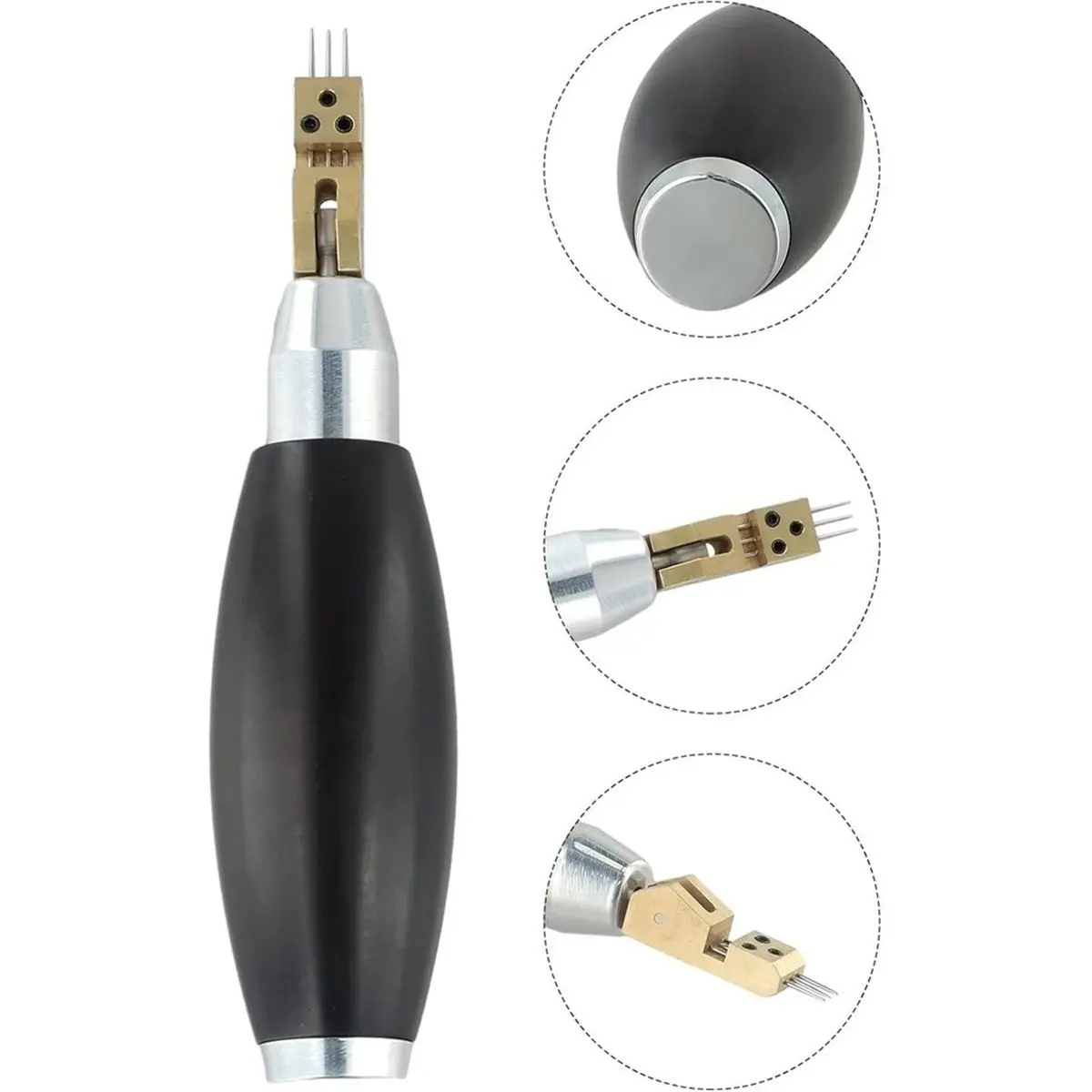 DT38 Piano Voicing Tool, Rotatable Tuning Hammer with 3 Needles, Wooden Handle for Keyboard Instrument Maintenance