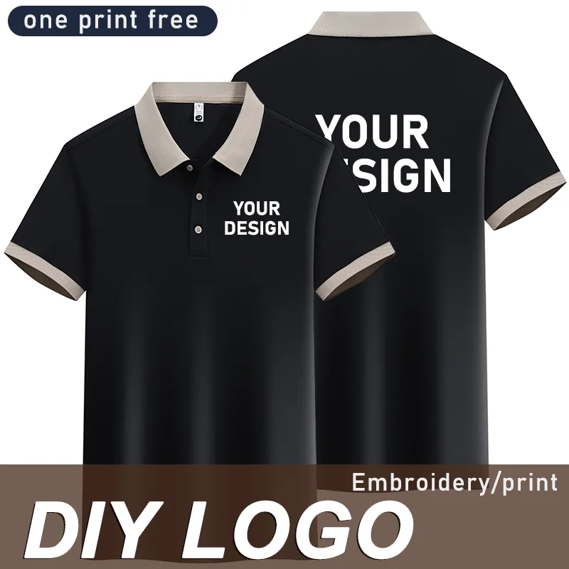 Business Casual Top Custom Your LOGO Button Collar Men's Clothing Golf Wear T shirt Woman Man Polo