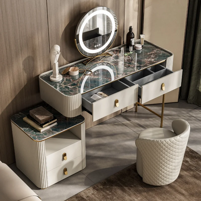 Luxury Rock Slate Dresser Bedroom Minimalist Organizer Desk Integrated Rock Slate Makeup Table Vanity Tocador Toilet Furniture