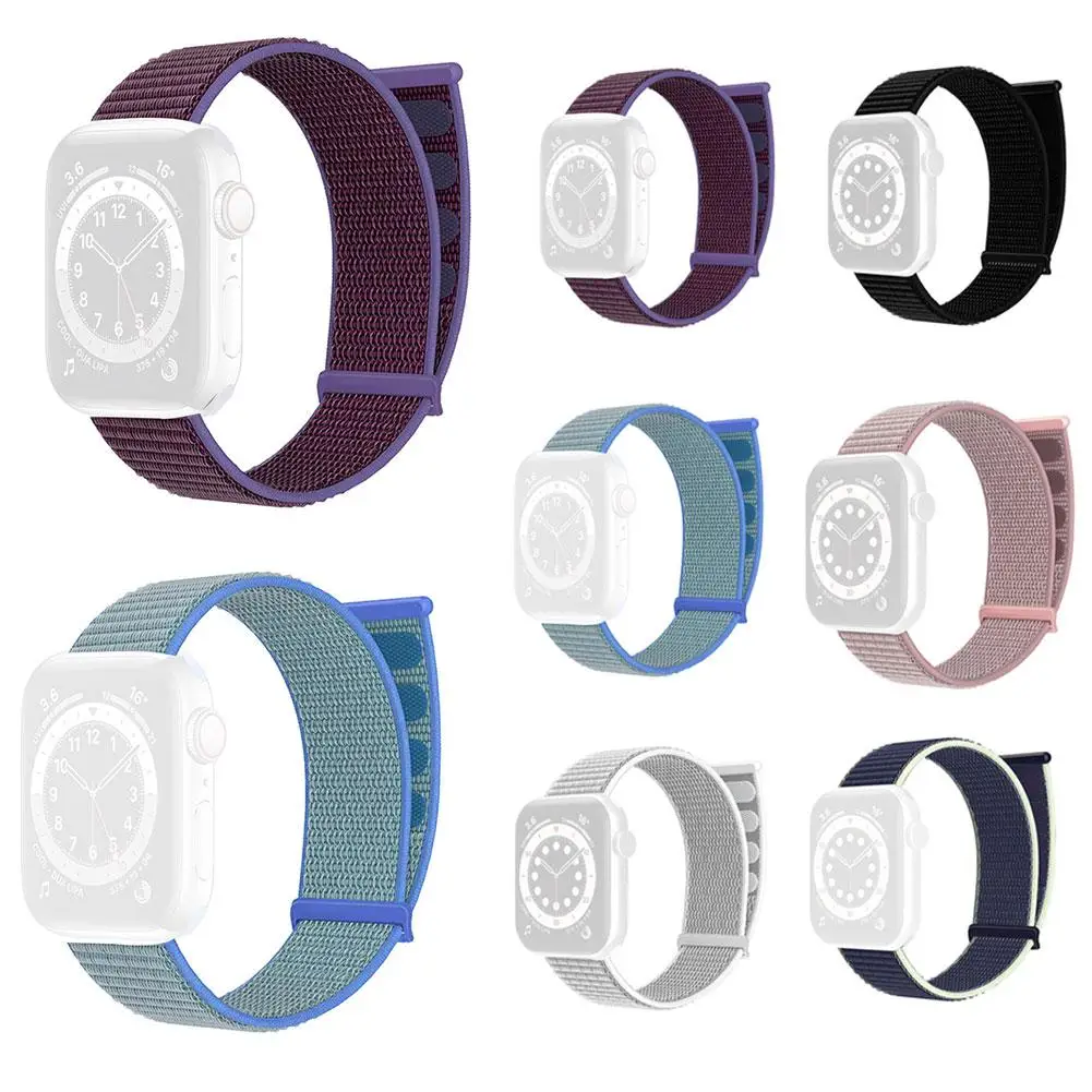 Double Section Nylon Loop Comfort Strap FOR Apple Watch All For Apple Watch 8 Strap Smart Watch Accessories W0F6