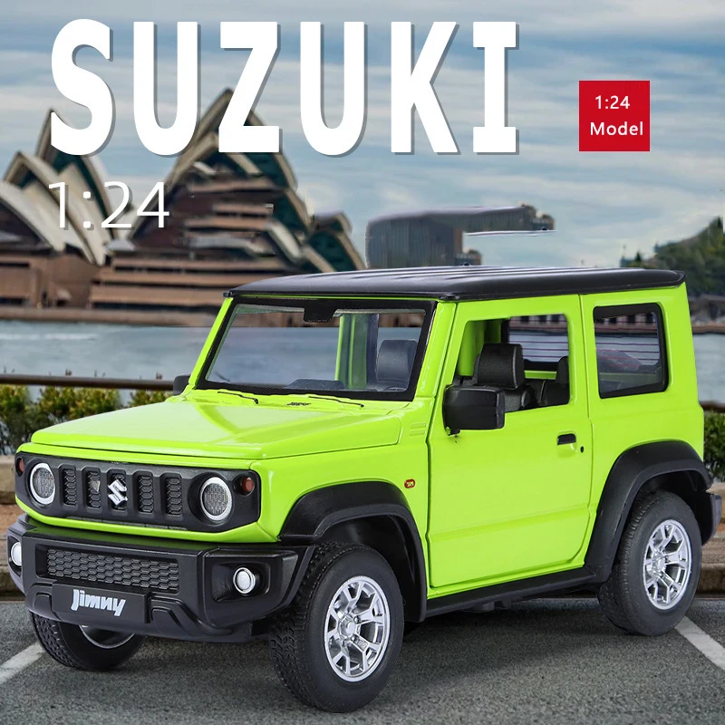 

Новый 1:24 Suzuki Jimny, модель автомобиля из сплава, имитация звука и света, игрушечный автомобиль, внедорожник для мальчиков, коллекционные украшения, подарки