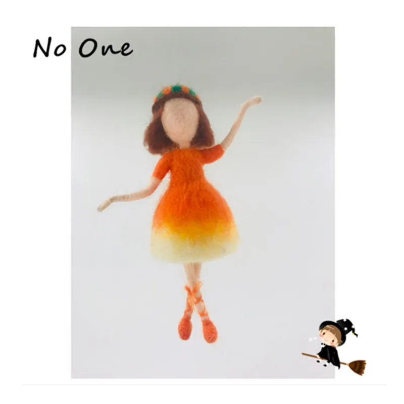 ORANGE FAIRY DOLL wool needlepoint kit  wool felt needle felting decoration craft needlecraft DIY handmade