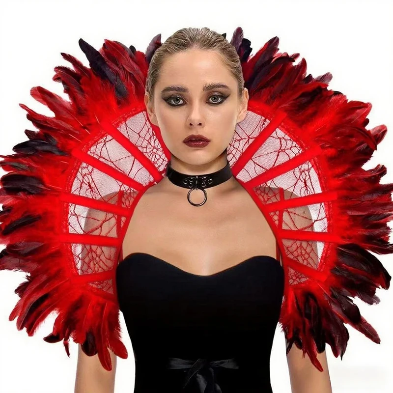 

Medieval Women Gothic Stand Collar Vampire Lace Cape Halloween Witch Cosplay Accessories Party Masquerade Dress Up Props New