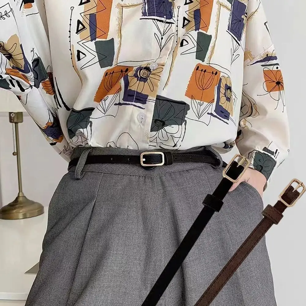 Fashion Women Thin Waistband Trend Luxury Design PU Leather Belt Casual Versatile Pin Buckle Waistband Retro Jeans Waist Belt