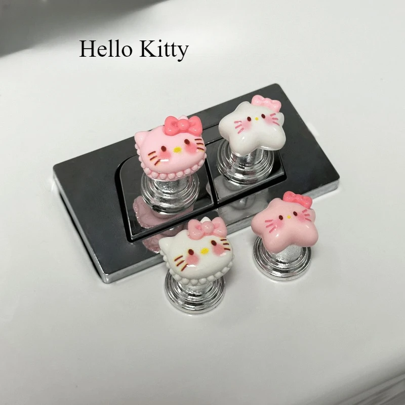 

New Kawaii Sanrio Hello Kitty Toilet Flush Button Press Long Nail Nail Assist Button Waterproof Universal Tank Small