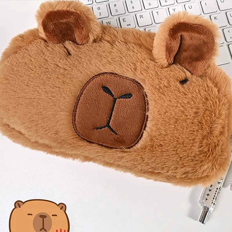 Cartoon Cute Pen Bag Plush Stuffed Animal Pencil Bag Large Capacity Cosmetic Bag Kawaii School Stationery