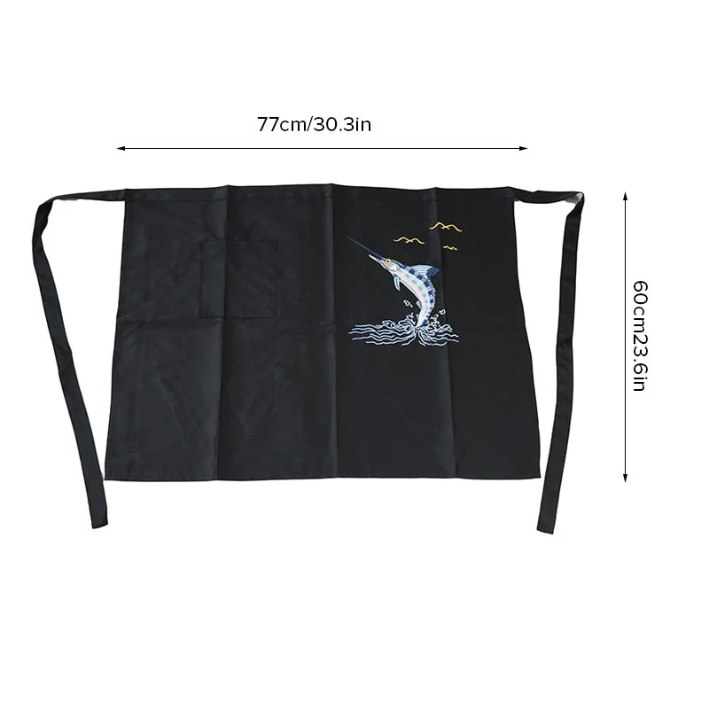 Embroidered Japanese Chef Apron Cooking Service Apron with Traditional Pattern for Restaurant Kitchen Culinary Use