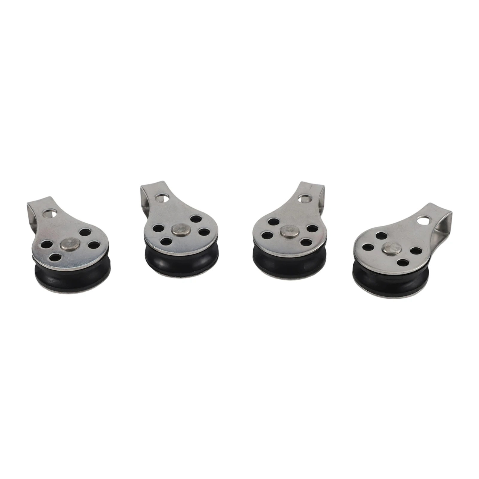 4PCS Marine Sheave Pulley Set for Kayaks Canoes Boats Made of 316 Stainless Steel Body with Nylon Wheel Rope Diameter 2mm to 6mm