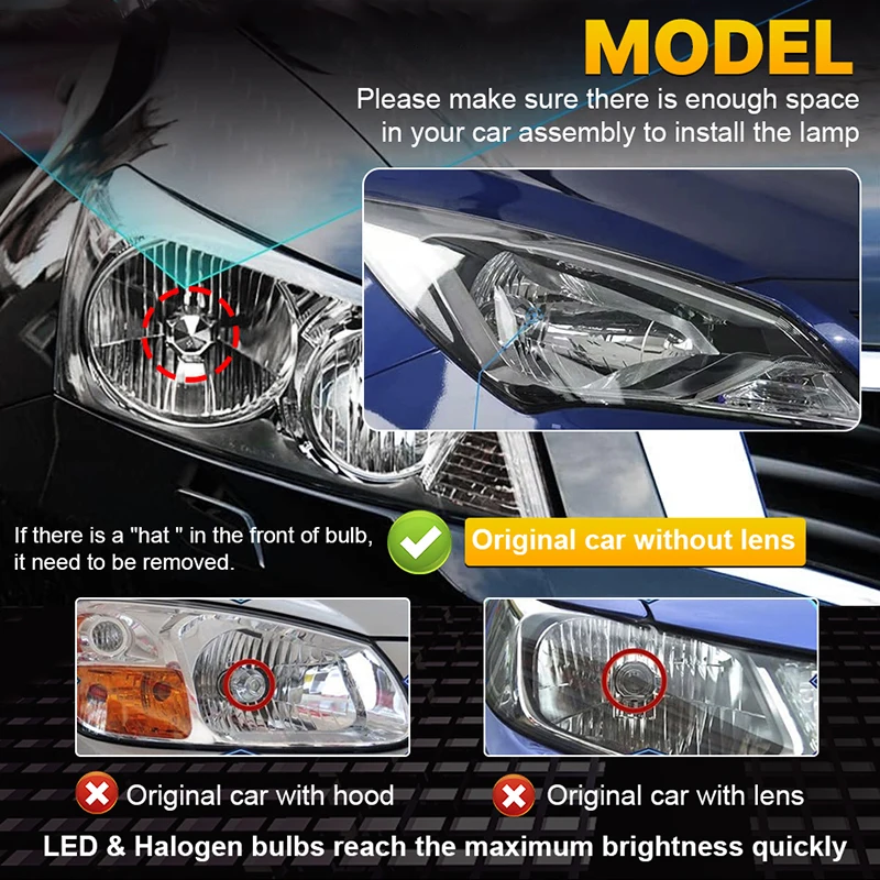 Dualvision H4 LED CAR Headlight Bulb High Beam Low Beam Projector Turbo Fan 6000k White Color Lighting 30000LM 300W 2PCS