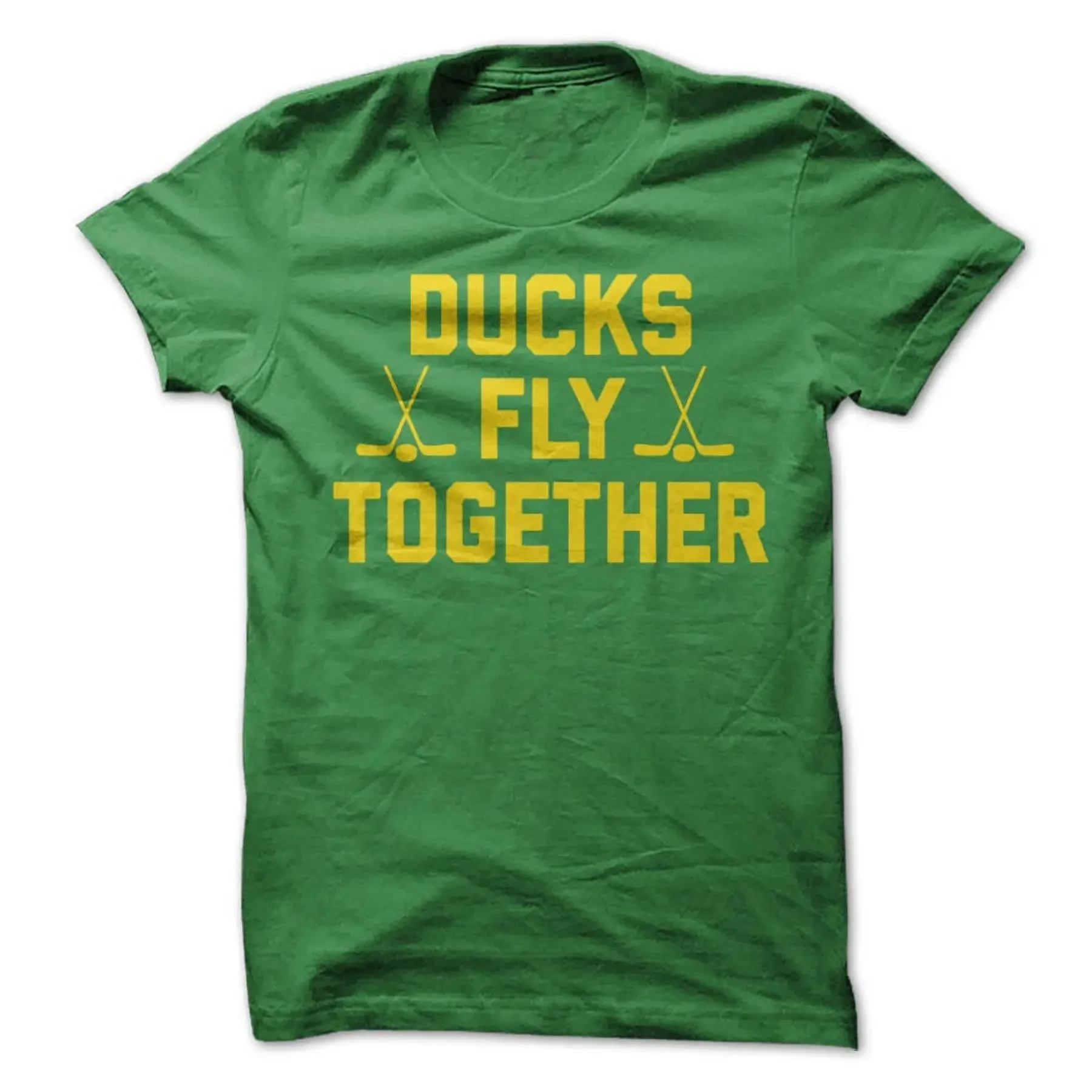 Ducks Fly Together T Shirt Design Green with Gold Print