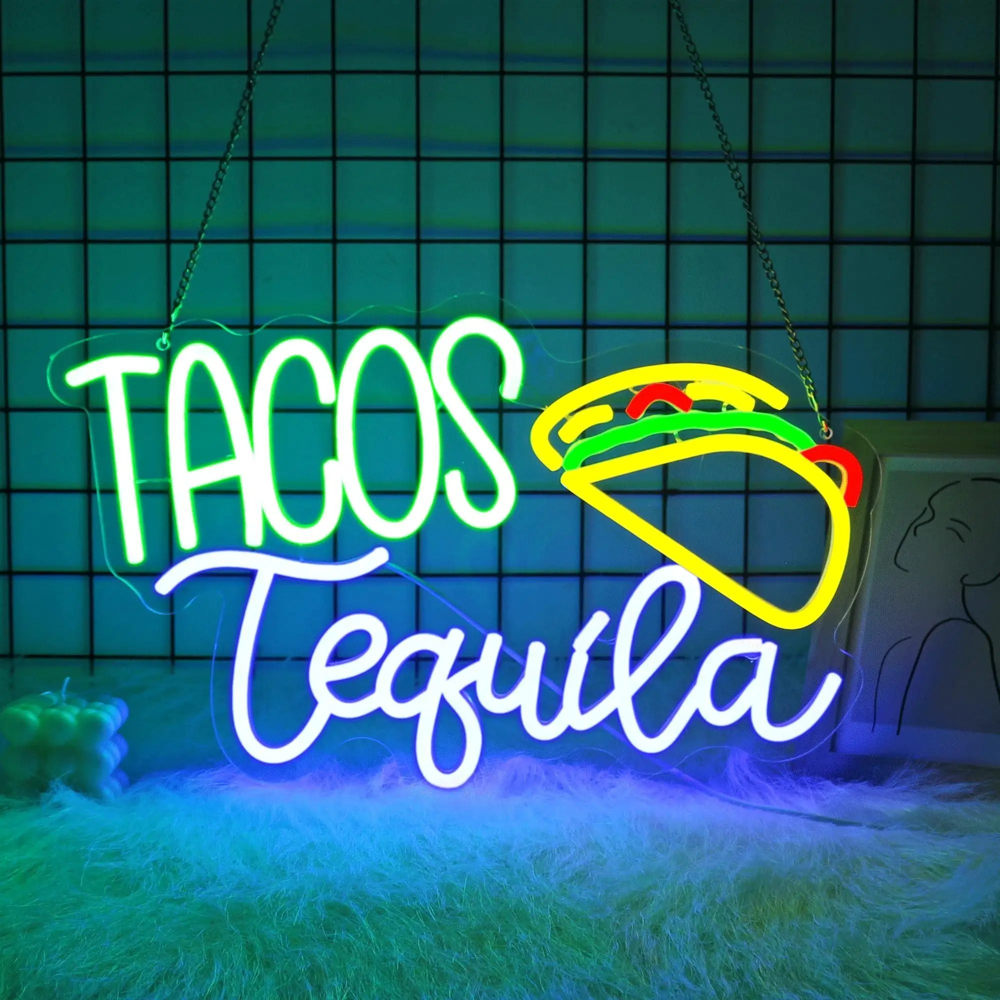 

Tacos Neon Signs for Wall Decor Food Led Signs Light Up for Restaurant Kitchen Bar Party Coffee Home Decoration USB Powered