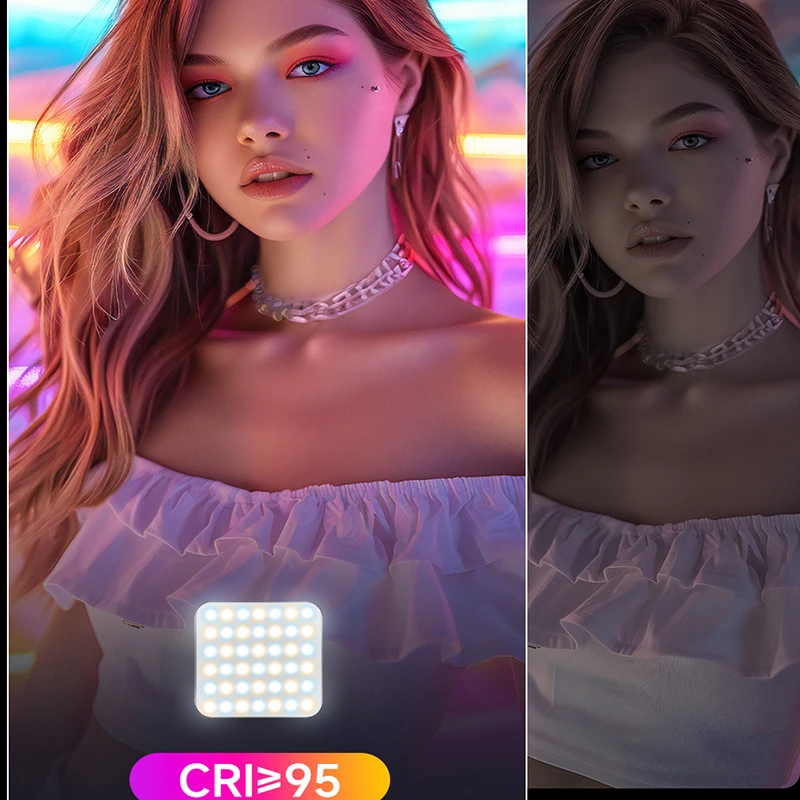 Mobile Phone Fill Light Travel Portable Camera Pocket  Light Full-color RGB Beauty Atmosphere Lamp Selfie Led Light Ring Makeup