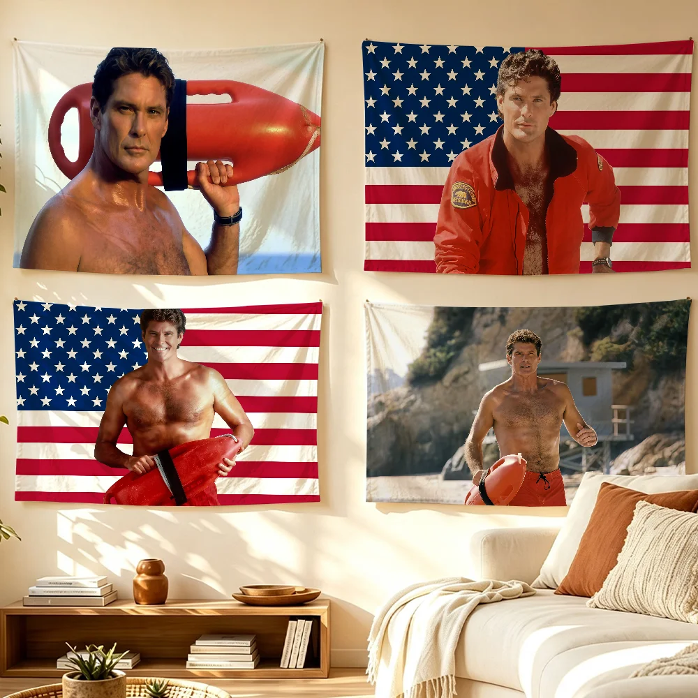 Actor D-David Hasselhoff flag Tapestry Room Decoration Wall Tapestry Hanging Aesthetic Bedrooms Advertising Banner