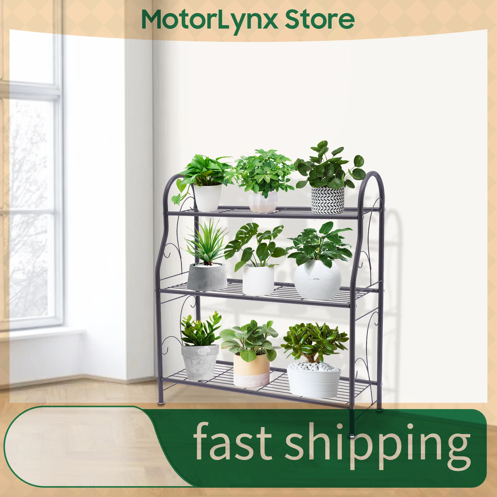 

Three-tier metal plant stand Indoor and outdoor flower pot holder Multi-purpose household storage rack