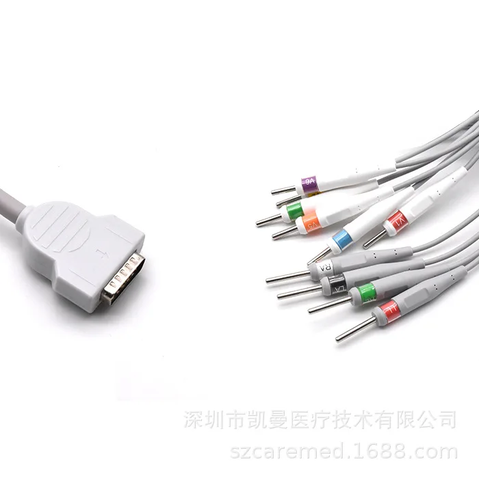 Compatible with GE ECG machine 1200 MAC1200 ECG lead cable, pin snap banana plug