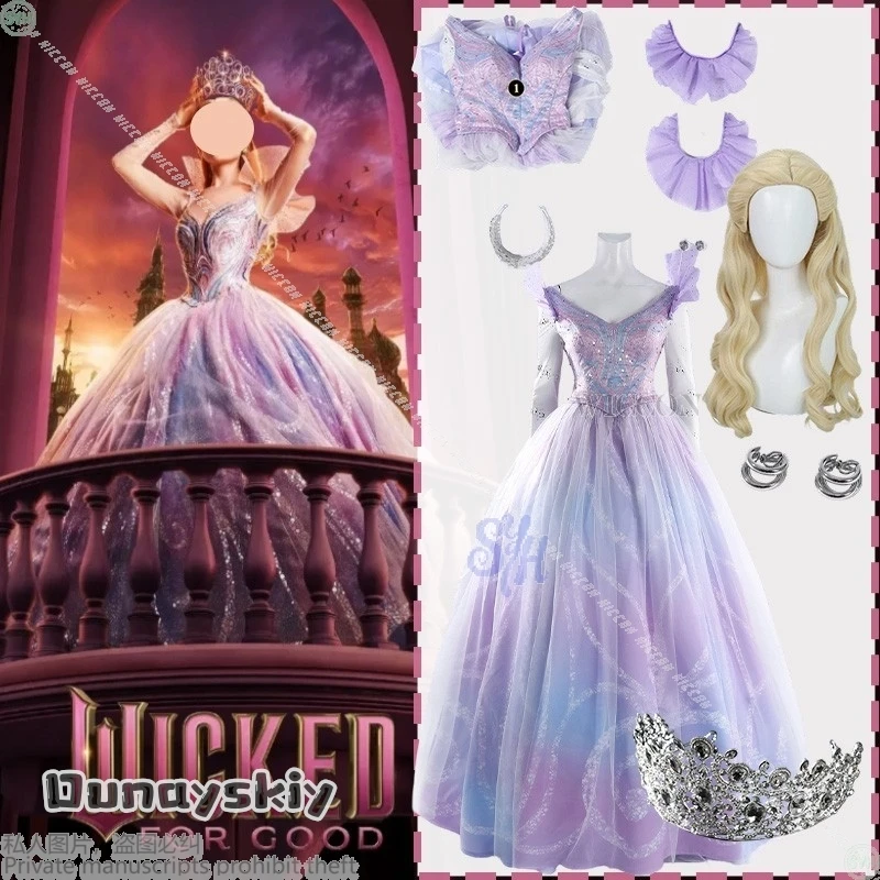 

Аниме фильм Wickedd 2 Косплей Костюм Глинды Синий Фиолетовый Градиент Фэнтези Кружева Принцесса Длинное Платье Лолита {Anna zhang Online}