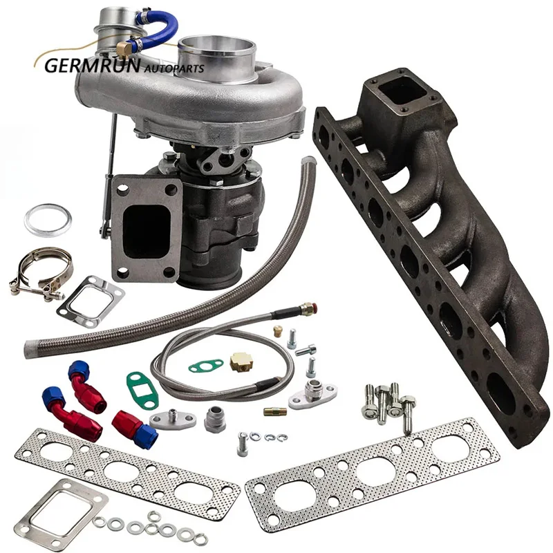 GT35 GT30 T04E T3 TURBO CHARGER+WG OIL FEED+DRAIN LINE Exhaust Manifold For BMW E36 E46 320i 320Ci M52TUB20 6 Cylinder