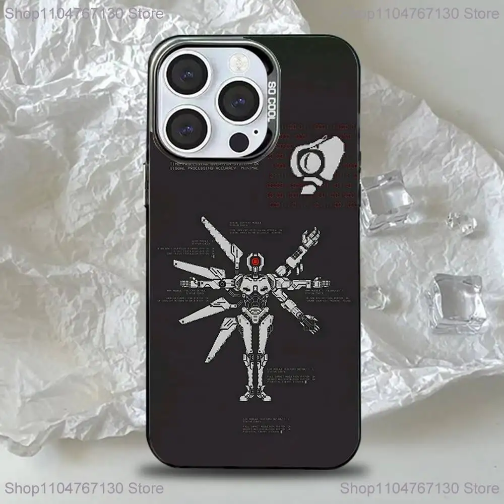 Чехол для телефона U-Ultrakill для iPhone 16,15,14,13,12,11, Pro, Max, Plus, Mini, XS, SE, черный матовый жесткий бампер с защитой от падения