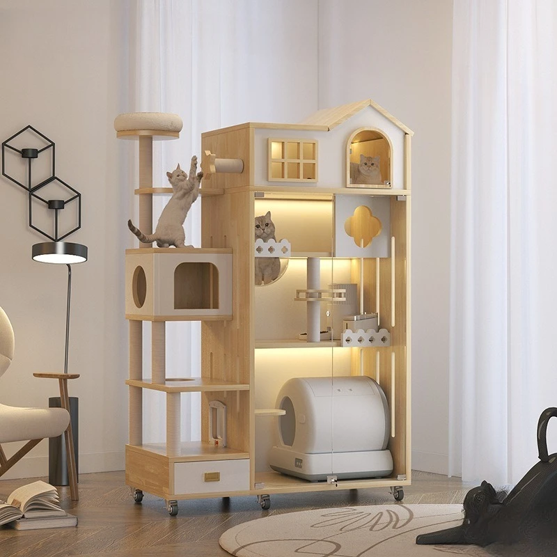 nest villa Home indoor  house Automatic litter box cabinet climbing frame toilet Integrated cage