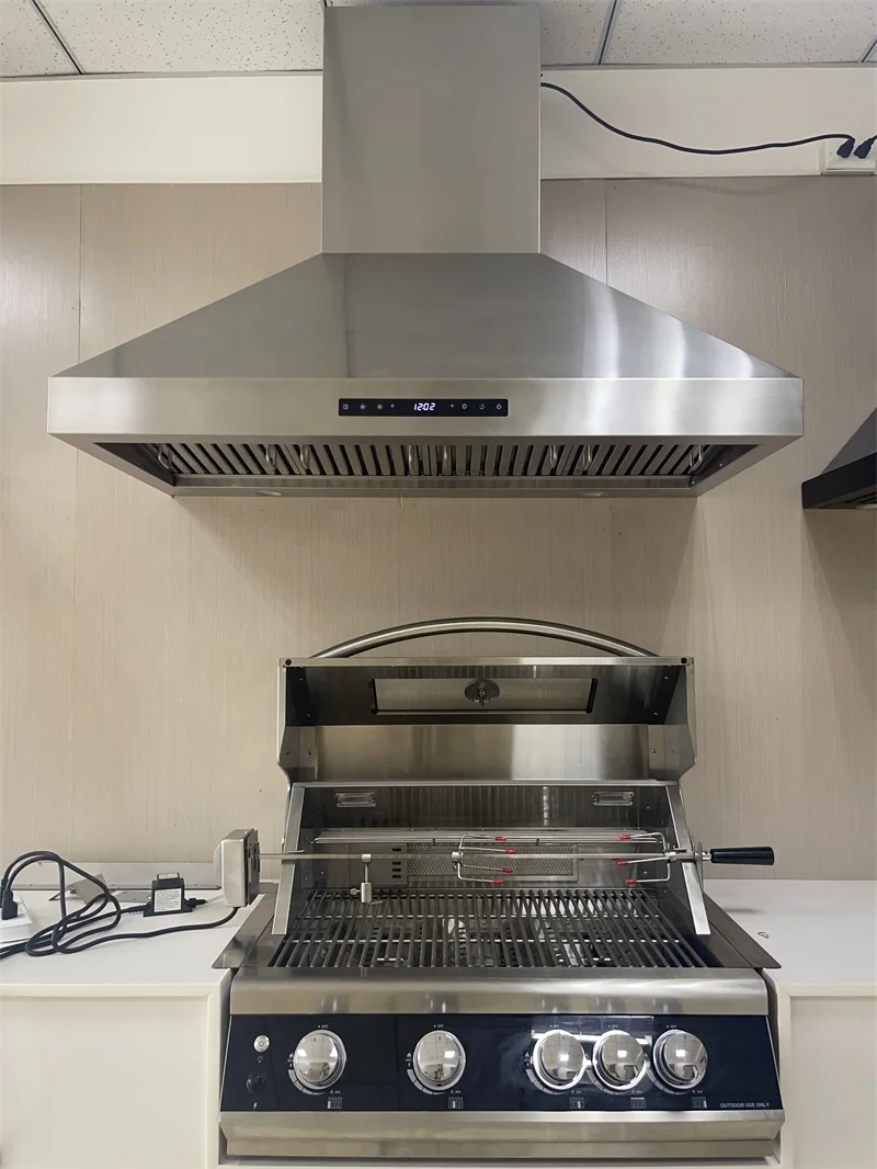 Commercial Grade 120CM BBQ Range Hood Smart 4-Speed for Outdoor Cooking