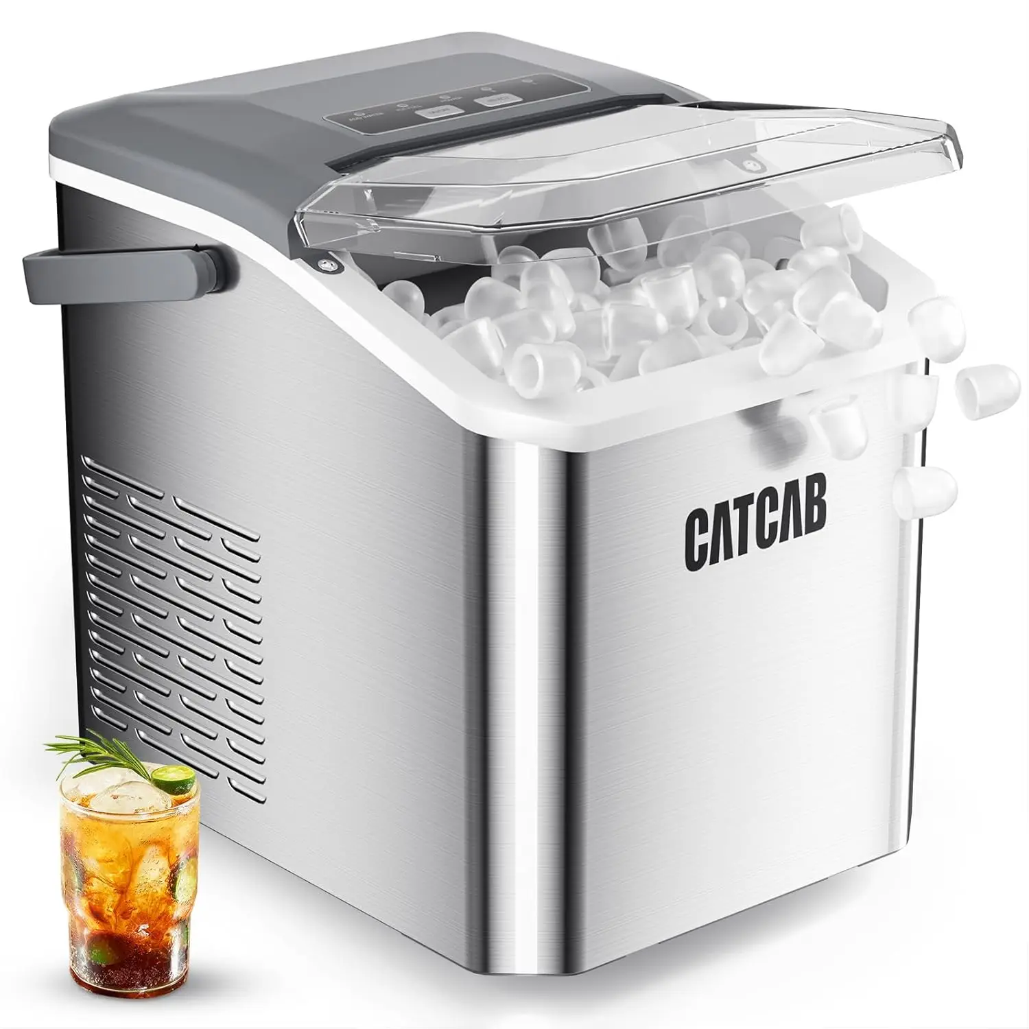 Máquina Portátil para Hacer Hielo con Autolimpieza, 9 Cubos en 6 Minutos, 26.5 Libras/24 Horas, para el Hogar, Cocina, Fiestas, Autocaravanas y Campamentos