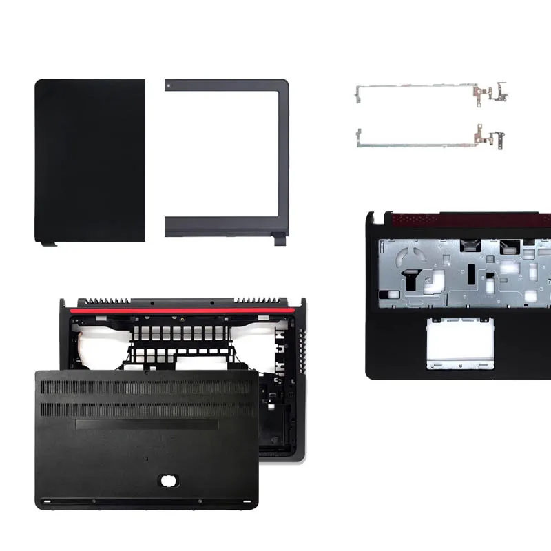 Para DELL Inspiron 15 7557 7559 P57F 5577 5576 NOVO: Tampa Traseira LCD, Moldura Frontal, Palmrest, Base Inferior, Estruturas e Dobradiças (Não Touch)
