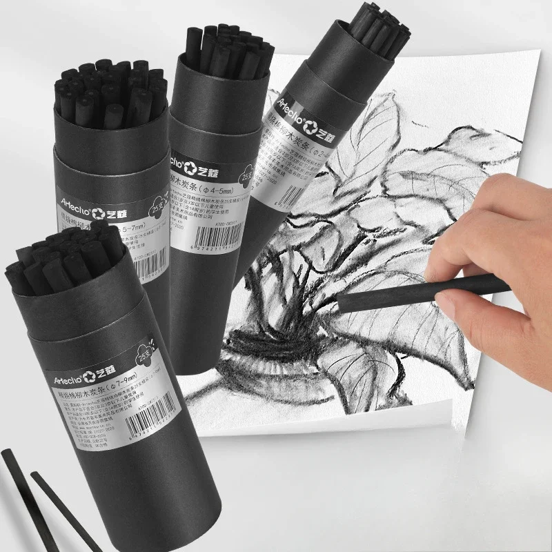 2-9mm Katoen Wilg Houtskool Strip Buis Verpakking Art Student Schetsen Carbon Pen Hand Tekening Houtskool staaf Art Supplies