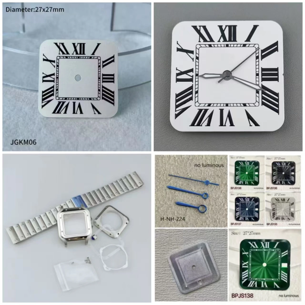 27MM NH35 S Logo Santos Square Roman Dial Suitable for NH35 Automatic Movement Dial Watch Accessories Repair Tool
