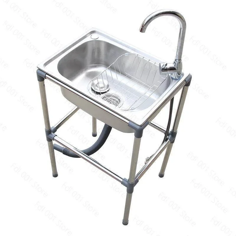 Integrated Stainless Steel Sink With Stand Portable Hand Wash Basin For Bathroom