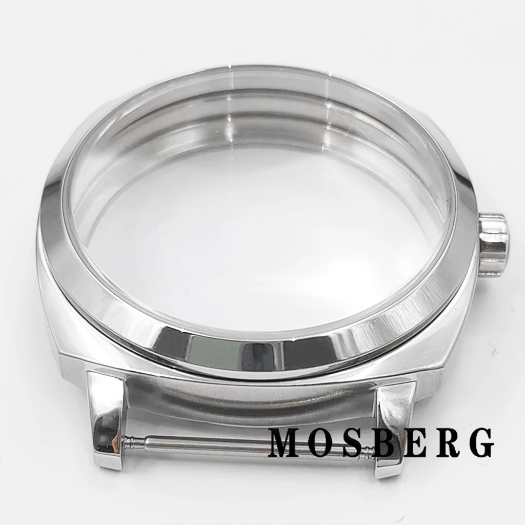 42mm Silver Watch Case Solid Stainless Steel Sapphire Glass For ETA 6497 6498 ST3600 Watches Movement