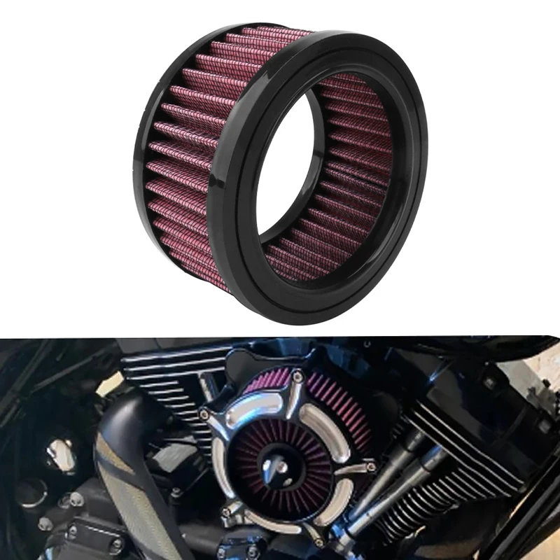 Motorcycle Washable Round Air Intake Filter High Flow Air Cleaner Element for Harley Sportster XL883 1200 48 2004-2018