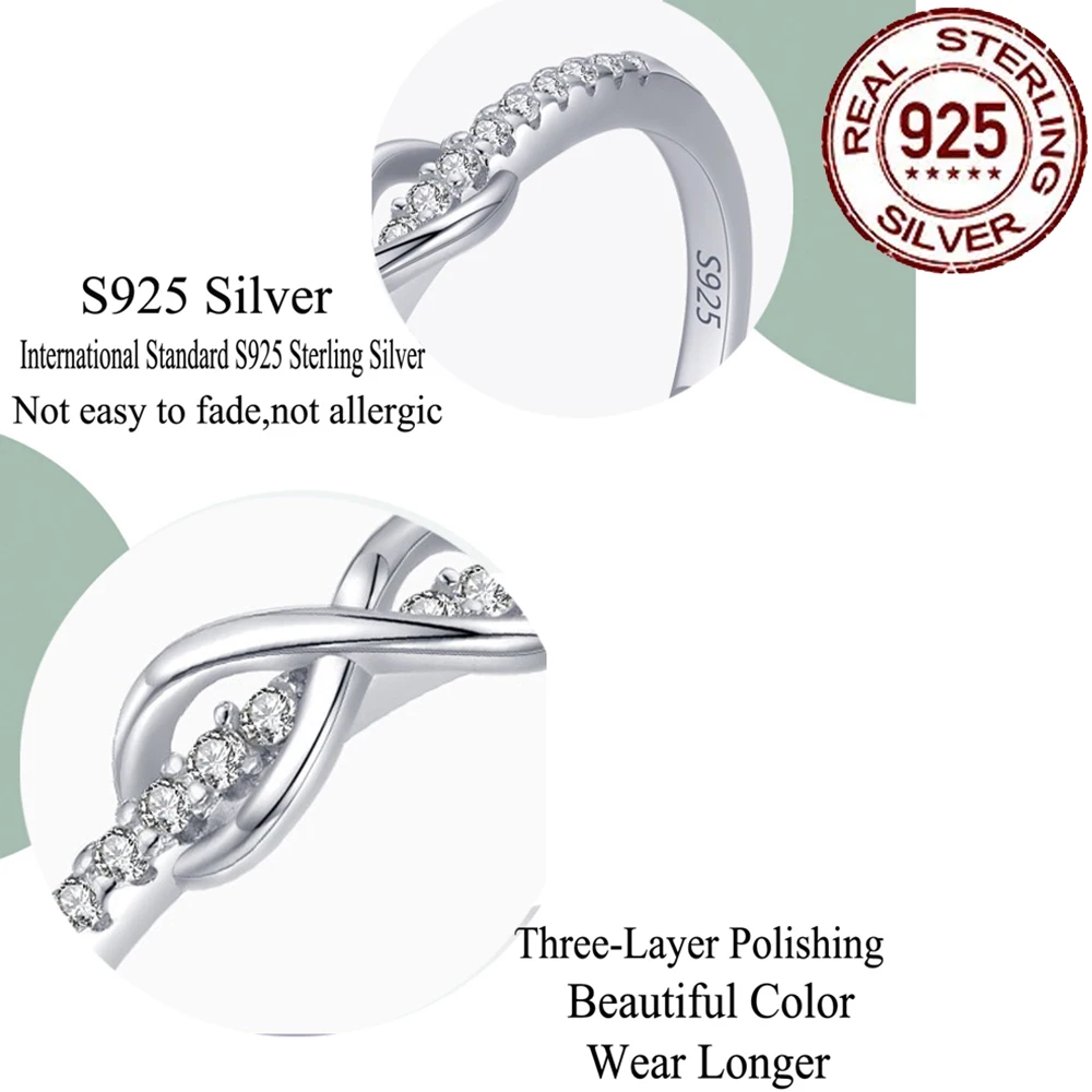 CWWZircons Fine 925 Sterling Silver Twisted Wedding Promise Ring dla kobiet Infinite Design Micro Pave CZ Chic Jewelry Gift SR030 — zdjęcie 6