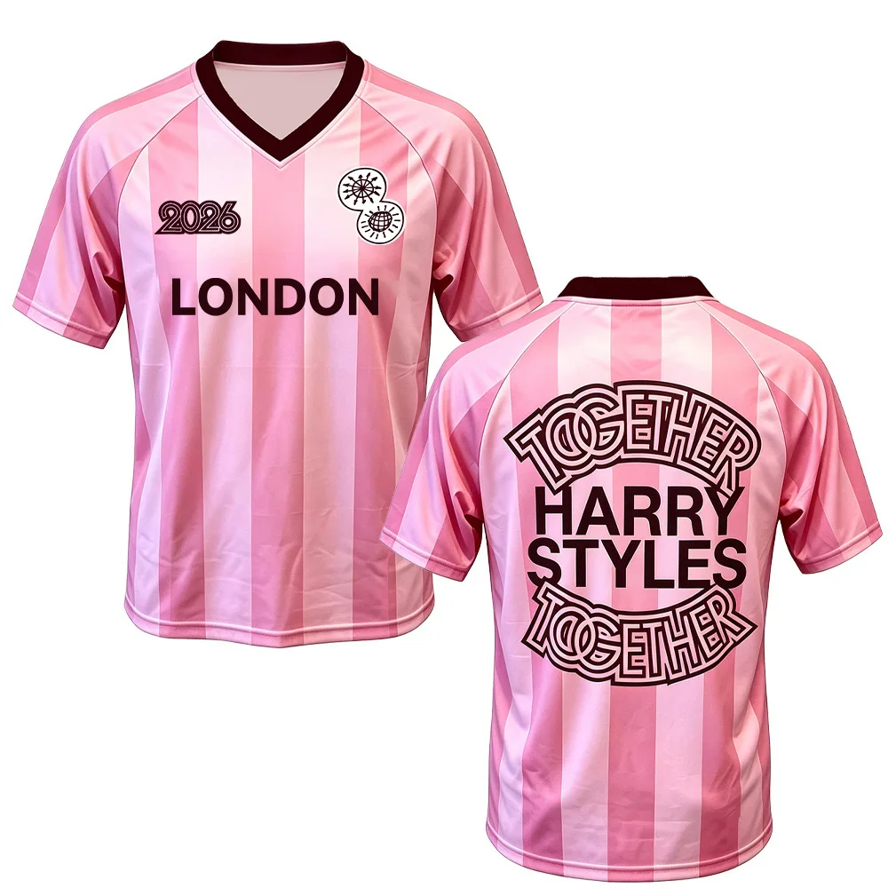 Harry Styles Tour Pink Soccer Jersey Shirt 2026 New Arrivals Shirt Summer Fashion V-neck Beach Tee Breathable Mesh Unisex Jersey