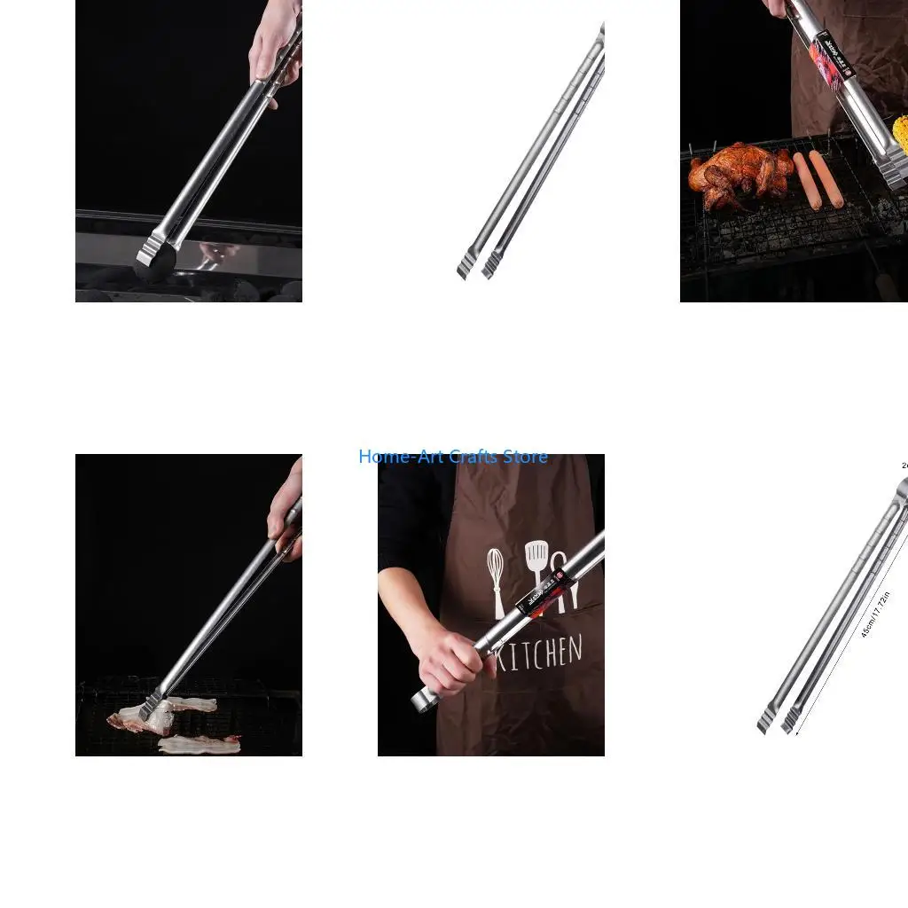 Y3NA Multipurpose Long Barbecue Tongs Stainless Steel Grill Tongs Great For Turning Burgers And Roasting Veggie Camping Use