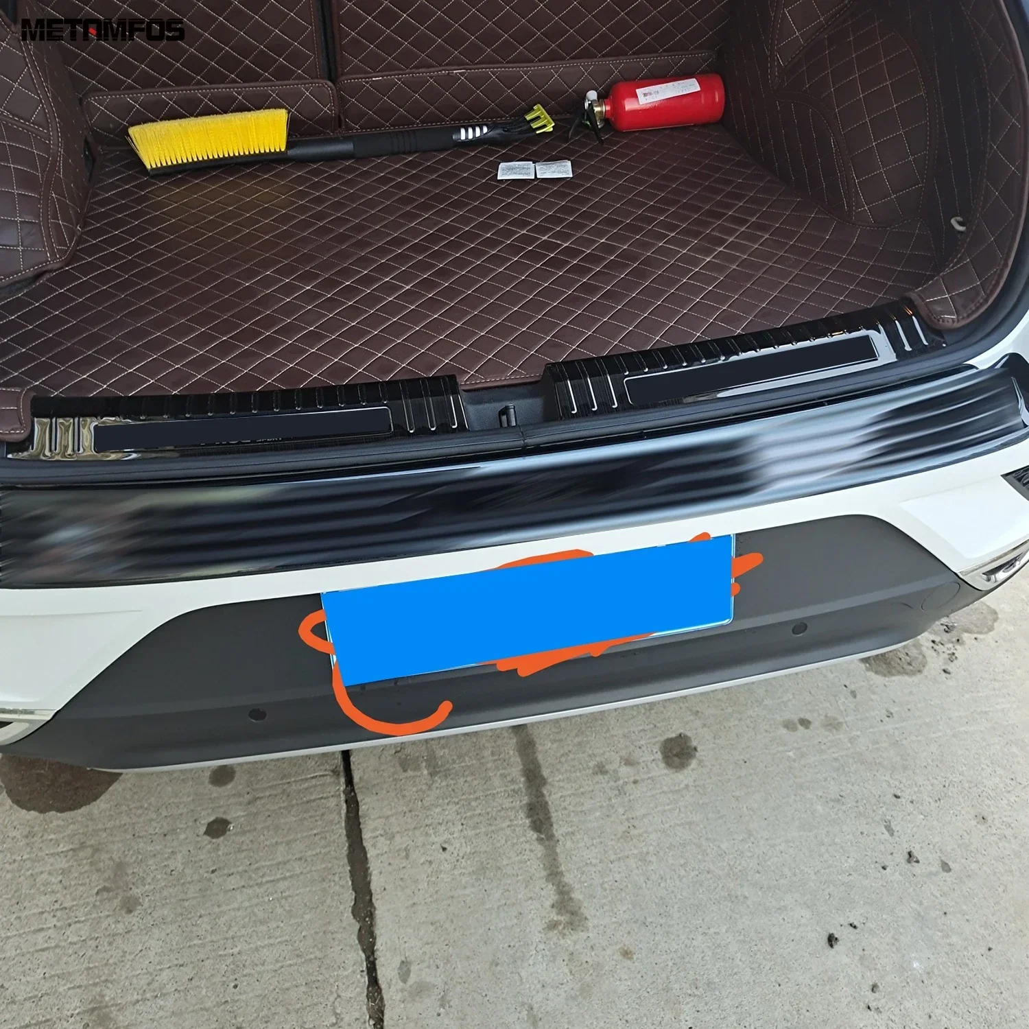 For Volkswagen VW T-ROC TROC 2018-2023 2024 2025 Interior Rear Trunk Bumper Foot Plate Door Sill Scuff Guard Plate Accessories