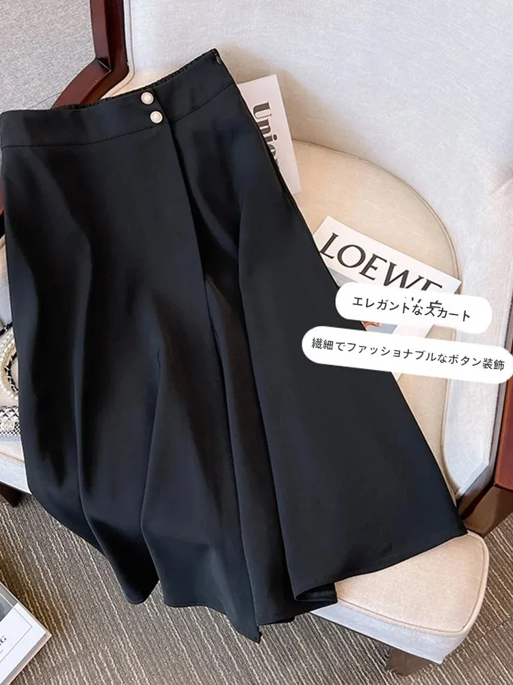 plus Size Fashionable Suit Skirt High Waist A-Line for Plump Sister Autumn Collection Korean Style Commute Friendly Other Mat...
