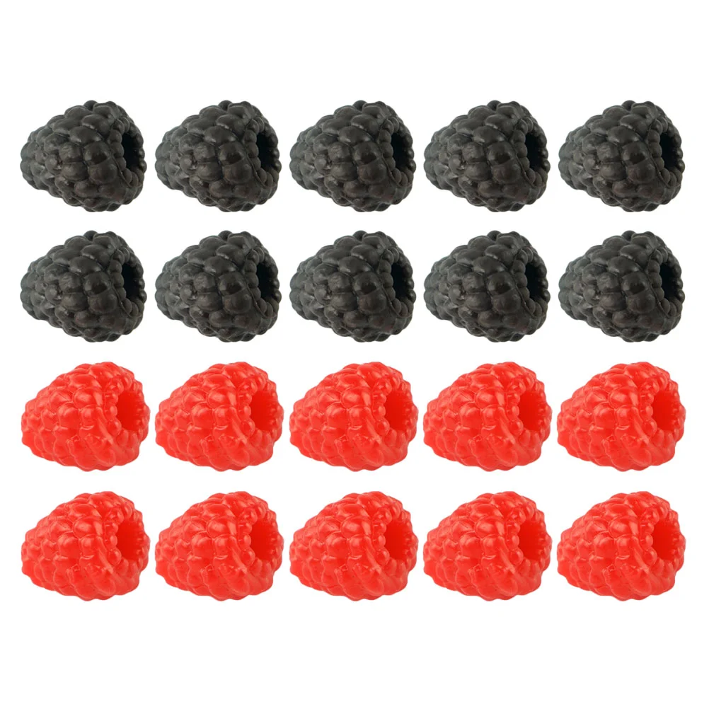 20 Pcs Realistic Fruits Simulation Raspberry Models Lifelike Props Plastic Photography