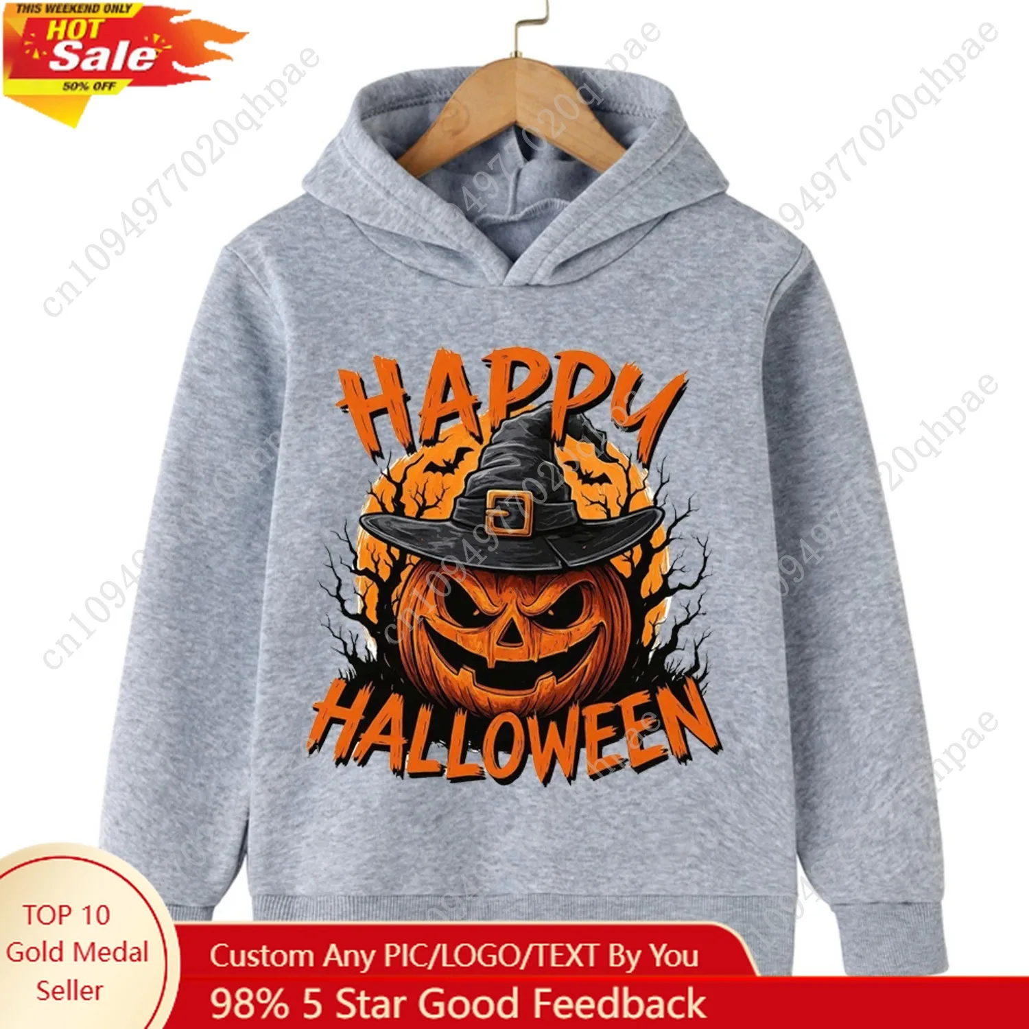 2025 Abstract Street Children's Warm Sweatshirt Halloween 2D Boys and Girls Hooded Sweatshirt Autumn and Winter Warm Fashion