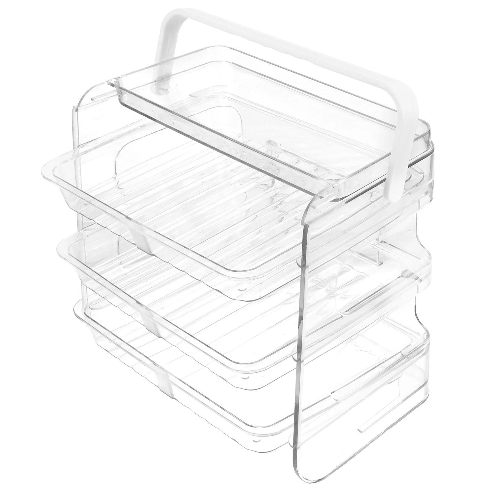 

Three-Layer Food Plate Storage Rack Punch-Free Drawer Style Multi-Layer Kitchen Food Holder for Hotpot Bbq Side Dish