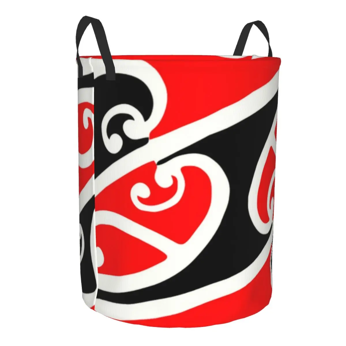 Maori Kowhaiwhai Pattern Laundry Basket Collapsible New Zealand Koru Tribal Art Clothes Hamper for Baby Kids Toys Storage Bag